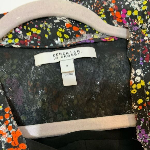 DEREK LAM 10 Crosby Top size 2 Sleeveless viscose Silk Floral Blouse  tank - Picture 5 of 6